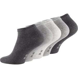 Enkelsokken - Katoenen sokken - Sneaker socks - 5 pack - Vrij van AZO-kleuren - Sport sokken - Zwart - Grijze tinten - Maat 35/38