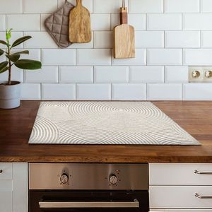 Inductiebeschermer patroon van cirkels in zand | 80.2 x 52.2 cm | Keukendecoratie | Bescherm mat | Inductie afdekplaat