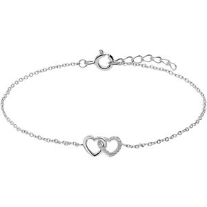 Lucardi Dames Zilveren armband hartjes zirkonia - Armband - 925 Zilver - Zilver - 18 cm