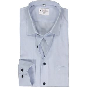 MARVELIS modern fit overhemd - popeline - lichtblauw gestreept - Strijkvrij - Boordmaat: 45
