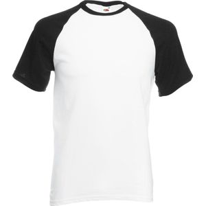 Shortsleeve Baseball T-shirt (Wit / Zwart) XXL