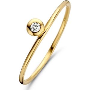 New Bling Zilveren Ring 9NB 0292 58 - Maat 58 - Zirkonia - Goudkleurig