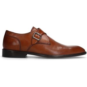 Manfield - Heren - Cognac leren gespschoenen - Maat 42