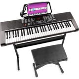 Keyboard piano 61 toetsen - MAX KB4 keyboard muziekinstrument met o.a. standaard, bankje en meer