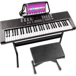 Keyboard piano 61 toetsen - MAX KB4 keyboard muziekinstrument met o.a. standaard, bankje en meer