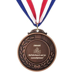 Akyol - gefeliciteerd met je zwemdiploma medaille bronskleuring - Zwemmen - gepersonaliseerd met naam - diploma a – diploma b – diploma c - verassing