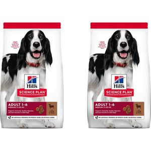 2x Hill's Hondenvoer - Science Plan Canine Adult Lamb & Rice droogvoer met lamsvlees voor honden 2,5kg