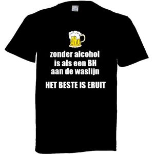 Grappig T-shirt - bier - alcohol - feestje - kermis - carnaval - maat L