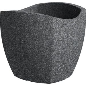 Kunststof Wave Globe Cubo plantenbak zwart-graniet - 40 cm diameter - 35 cm hoog - 31 liter - voor binnen en buiten