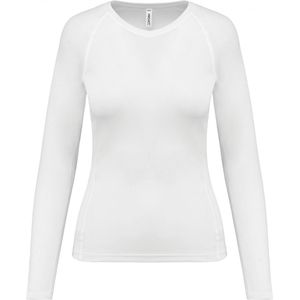 SportT-shirt Dames XS Proact Ronde hals Lange mouw White 100% Polyester