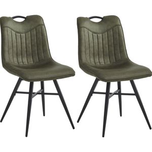 Colenis® - Verty Eetkamerstoel - Set van 2 - Groen - Microvezel - Microfiber - Industrieel - Design