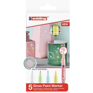 edding 751 glanslakmarkers – 5 pastelkleurige verfstiften – ronde punt van 1-2 mm