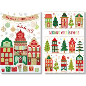 MGPcards - 2 doosjes à 10 Luxe dubbele wenskaarten - Kerst - Foliebewerking - Witte envelop - 10.5 x 16 cm - 2 Motieven per doosje