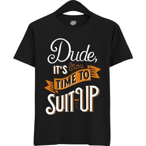 Dude Shuit Up | Vrijgezellenfeest Cadeau Man - Groom To Be Bachelor Party - Grappig Bruiloft En Bruidegom Bier Shirt - T-Shirt - Unisex - Zwart - Maat S
