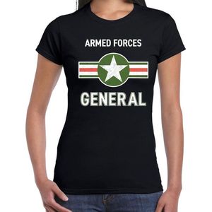 Militair / Armed forces verkleed t-shirt zwart voor dames - generaal / soldaat  carnaval / feest shirt kleding / kostuum XXL