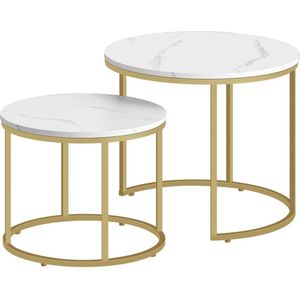 Ronde Salontafel Set van 2 - Industrieel Design voor Woonkamer en Keuken - Compact en Modern