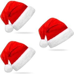 Kerstmuts, pluche kerstmanmuts, uniseks rode kerstmutsen voor volwassenen en kinderen, rode kerstmuts, kerstmuts, kerstmuts kinderen, Kerstmis Sinterklaas rood, kort haar 3.