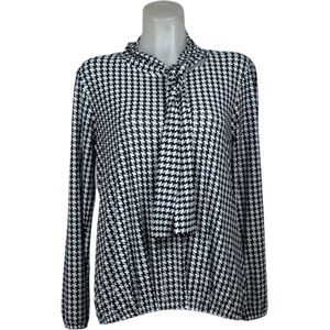 Angelle Milan – Travelkleding voor dames – Zwart/Witte blouse met Koord – Ademend – Kreukvrij – Duurzame Jurk - In 5 maten - Maat L