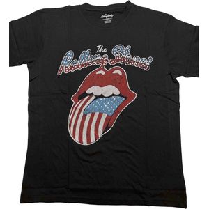 The Rolling Stones - USA Tongue Heren T-shirt - 2XL - Zwart