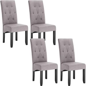 Rootz gestoffeerde eetkamerstoel - elegante stoel - comfortabele zit - duurzame linnen hoes - ergonomisch ontwerp - antislipbeschermers - 107 cm x 47 cm x 42 cm