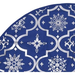 The Living Store Kerstboomrok - Blauw - 90 cm - Met Sneeuwpatroon - Inclusief Kerstsok
