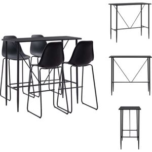 vidaXL Barset Modern Zwart - Bartafel 120x60x110cm - 4 Barstoelen 48x57x112.5cm - Set tafel en stoelen