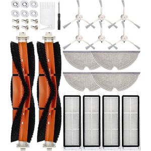 Reserveaccessoires compatibel met Xiaomi Staubsauger S5 Max S50 S51 S55 S6 S6 MaxS60 S65,2 Hauptbürste,6 Seitenbürste,4 Hepa Filter,4 Wischtücher,6 Filterkern,1 Schraubendreher,1 Reinigungsbürste