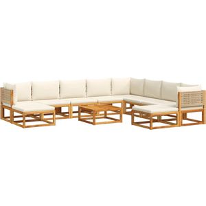 vidaXL Tuinbankstel - 11-delig - Acaciahout Loungeset - Tuinset - Acacia Hout - PE Rattan - Outdoor Furniture