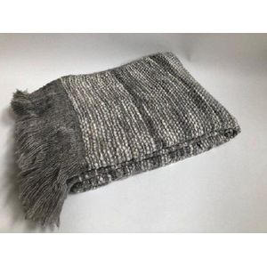 Rocaflor - Super zacht - plaid - echt wol - grijs - wit - omkeerbaar - 130 x 170 cm