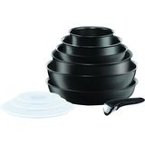 TEFAL INGENIO PRESTATIES Pannenset 10 stuks L6549302 16-20-22-24-26cm Alle warmtebronnen inclusief inductie - Zwart
