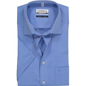 MARVELIS comfort fit overhemd - korte mouw - blauw - Strijkvrij - Boordmaat: 44