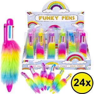 Decopatent® Uitdeelcadeaus 24 STUKS Fluffy Balpennen met 6 Ingebouwde Kleuren - Speelgoed Traktatie Uitdeelcadeautjes voor kinderen