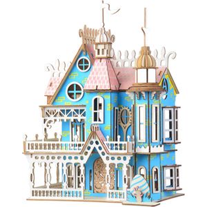 Bouwpakket Poppenhuis Mini schaal 1:48 Villa Fantasia van hout- gekleurd
