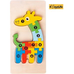Houten Blokpuzzel - Giraffe - Montessori Speelgoed - Vroege educatieve ontwikkeling - 3D puzzel - Peuter - Kinderen - 3 Jaar - Gift - Cadeau