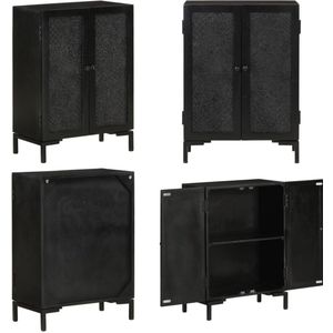 vidaXL Dressoir 55x30x77 cm massief mangohout en ijzer zwart - Dressoir - Dressoirs - Kast - Dressoirkast