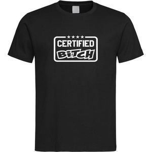Zwart T shirt met wit "" Certified Bitch "" print size XXL