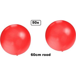 50x Super Ballon 60 cm rood - Reuze Ballon Carnaval festival feest party verjaardag landen Pool party evenement lucht thema