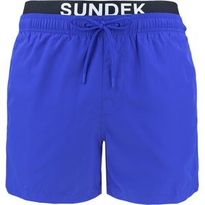 Sundek jongens zwemshort double waistband logo blauw - 152/164