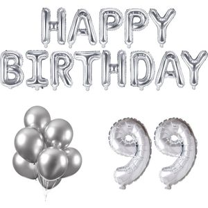 99 jaar Verjaardag Versiering Ballon Pakket Zilver