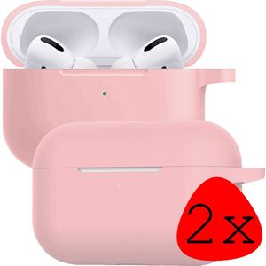 Case Geschikt voor AirPods Pro 2 Hoesje Siliconen Hoes Cover - Hoes Geschikt voor Apple AirPods Pro 2 Case Siliconen - Lichtroze - 2 Stuks