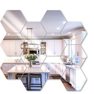 Plakspiegel - Hexagon Wandspiegel - 12 Stuks - 17,5x15,5x9cm - Zilver - Zelfklevend - Decoratie