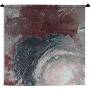 Wandkleed Satellietfoto orkaan - Orkaan boven Mexico-City Wandkleed katoen 180x180 cm - Wandtapijt met foto