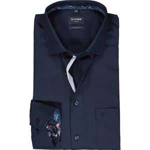 OLYMP modern fit overhemd - popeline - donkerblauw - Strijkvrij - Boordmaat: 46