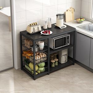 Keukenplanken - Stevig Opbergrek Magnetron - Fruit - Groente standaard voor Thuis Keuken Woonkamer - keukeneiland - Keuken kast - Keuken Organizer - Keuken Werkblad - Magnetronkast - Keukenkast