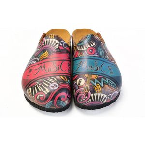 GOBY Clogs met Muziekprint – Handgemaakt – Premium Kwaliteit – Maat 39