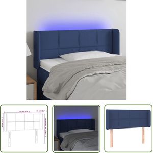 The Living Store Hoofdbord LED 93x16x78/88 cm stof blauw - Hoofd Bord Led - Hoofdbord Blauw - Hoofdbord Met Verlichting - Led Lampen - Slaapkamers Decoratie