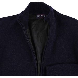 Osborne Knitwear Windstopper cardigan - Lamswol - Indigo Melange - Zwarte voering - 2XL