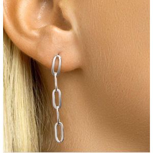 Schitterende Zilveren Oorhangers Paperclip