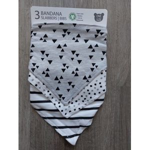 Baby bandana slabbetjes van biologisch katoen, unisex, set van 3 stuks, badstof achterzijde, verstelbaar in 2 maten aan achterzijde