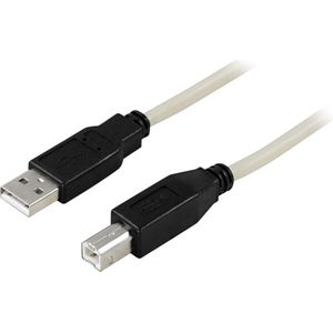 DELTACO USB-218, USB A Mannelijk - USB B Mannelijk USB-kabel, 2m